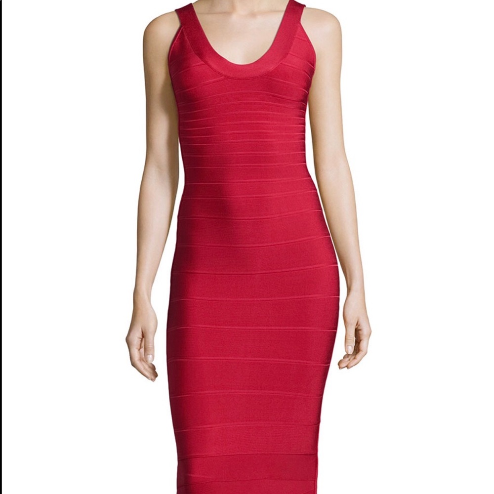 Herve Leger scoop neck bandage gown
